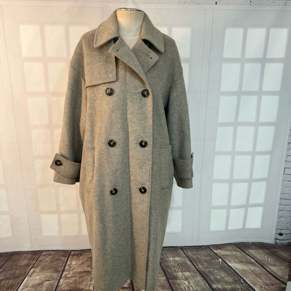 ASOS Taupe Double-Breasted Wool Trench Coat